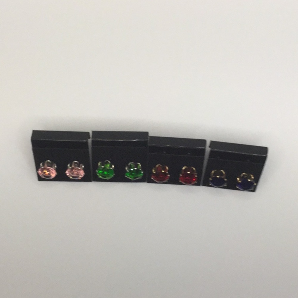 Simply Colorful Round Rhinestone Stud Earrings - Picture 6 of 7
